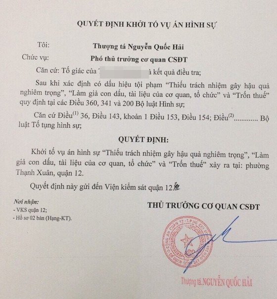 Điều tra hình sự vụ án phân lô bán nền trốn thuế ở quận 12 ảnh 1