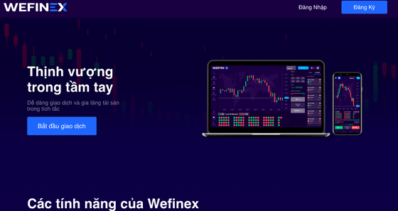 Công an TPHCM đã phát đi thông báo cảnh báo hình thức huy động vốn, tổ chức kinh doanh theo phương thức đa cấp trái phép trên website Wefinex.net. Ảnh: Chụp màn hình 