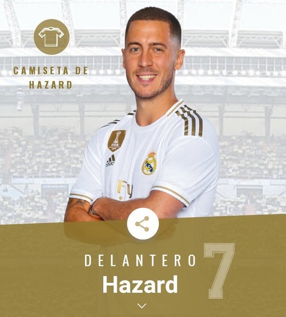 Hazard sẽ mặc áo số 7 ở Real