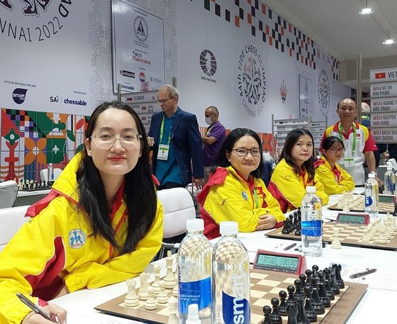 Đội cờ nữ Việt Nam đã có chiến thắng thứ 3 tại Olympiad 2022. Ảnh: A.THƯ