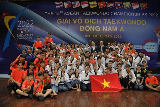 Taekwondo Việt Nam hy vọng các VĐV trẻ sẽ tiếp tục đạt thành tích tốt như tại giải vô địch Đông Nam Á 2022 từng tổ chức ở TPHCM trong tháng 4 vừa qua. Ảnh: Taekwondo VN