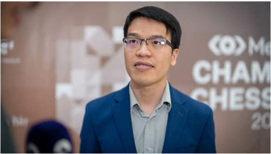 Lê Quang Liêm đang thi đấu và tạm ở nhóm đầu giải Champions Chess Tour 2022. Ảnh: Adressa