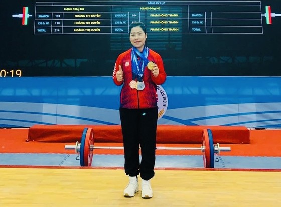 Hoàng Thị Duyên đã giành được ngôi vô địch hạng 59kg nữ tại Đại hội thể thao toàn quốc lần9-2022. Ảnh: H.T.D