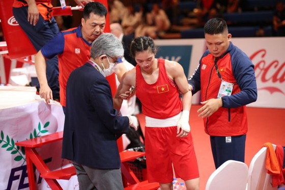 Nguyễn Thị Tâm gặp phải chấn thương ở SEA Games 32. Ảnh: DŨNG PHƯƠNG