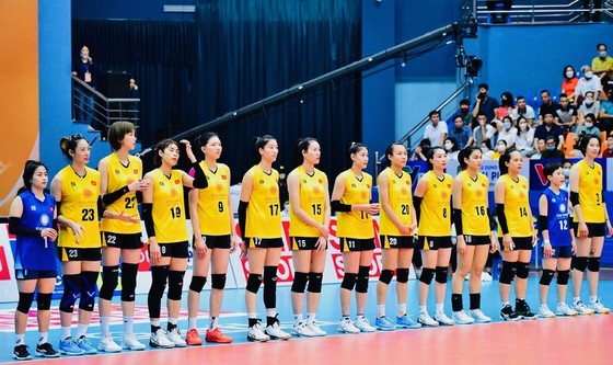 Đội tuyển bóng chuyền nữ Việt Nam tại giải cúp các câu lạc bộ nữ châu Á 2023 ở Vĩnh Phúc và giành ngôi vô địch. Ảnh: SMM