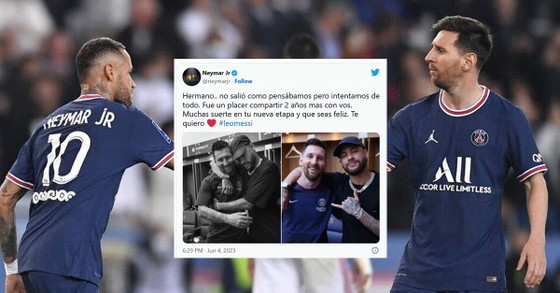 Neymar pays tribute to Messi on Twitter