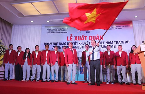 Quang cảnh lễ của đoàn thể thao khuyết tật Việt  Nam. Ảnh: Dũng Phương