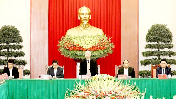 Tổng Bí thư, Chủ tịch nước Nguyễn Phú Trọng phát biểu tại buổi gặp mặt. Ảnh: TTXVN