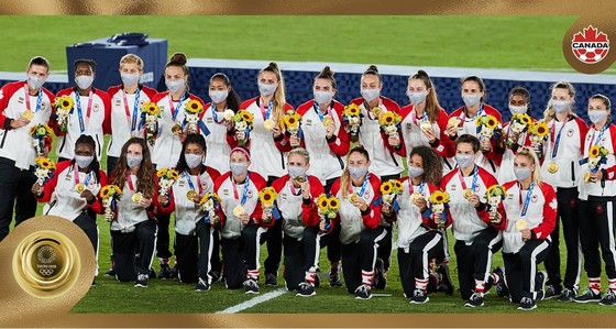 Canada đoạt tấm HCV môn bóng đá nữ Olympic Tokyo 2020. Ảnh: AP