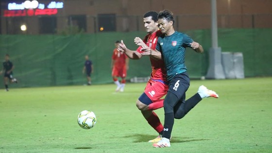 Myanmar chỉ có một trận đấu tập trong thời gian tập huấn tại UAE. Ảnh: MFF