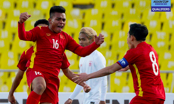 Tiền đạo Hồ Thanh Minh tỏa sáng ở vòng loại U23 châu Á 2022. Ảnh: AFC