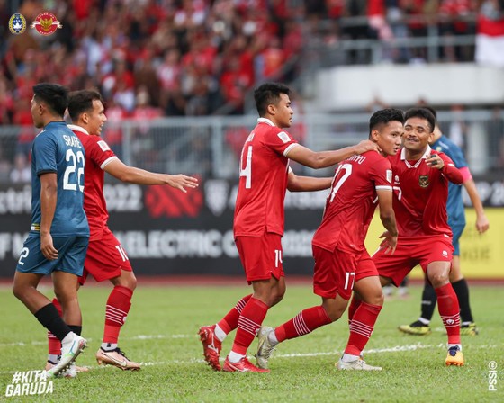 Niềm vui chiến thắng của các tuyển thủ Indonesia. ẢNH: PSSI