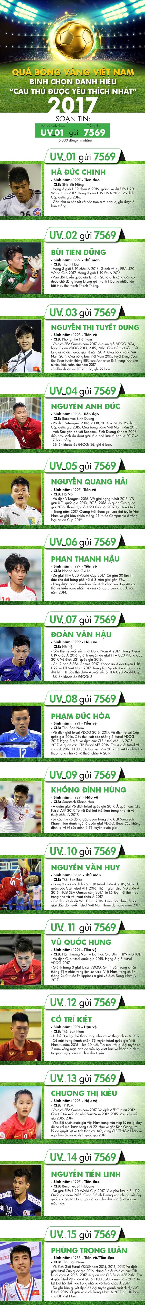 Bầu chọn giải “Cầu thủ được yêu thích nhất trong năm“ ảnh 1
