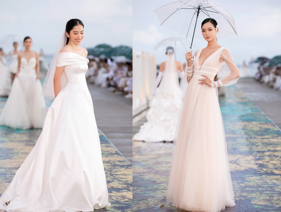Thùy Tiên, Lương Thùy Linh, Tiểu Vy trình diễn thiết kế mới của Lê Thanh Hòa, Đỗ Long ảnh 4