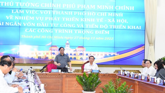 Thủ tướng Phạm Minh Chính phát biểu tại buổi làm việc. Ảnh: VIỆT DŨNG