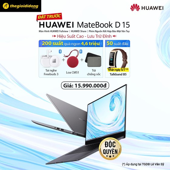 HUAWEI MateBook D15: Màn hình tràn viền, phím nguồn tích hợp dấu vân tay ảnh 6