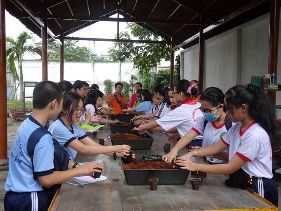 Học sinh hào hứng trải nghiệm trồng rau, chăm sóc thú qua Cuộc thi “Văn hay chữ tốt” do quận Tân Bình tổ chức ảnh 2