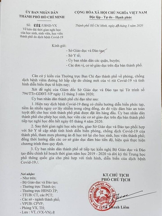 Học sinh tại TPHCM nghỉ học đến hết ngày 5-4 ảnh 1