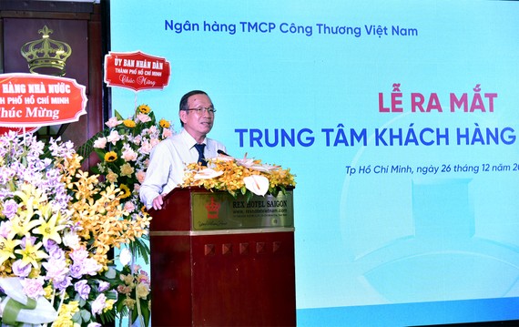 Phó Giám đốc Ngân hàng Nhà nước TPHCM phát biểu tại lễ ra mắt Trung tâm khách hàng phía Nam