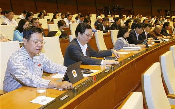 国会通过 2021 年 GDP 增长 6% 指标 国会代表进行无记名投票。(图源:越通社)