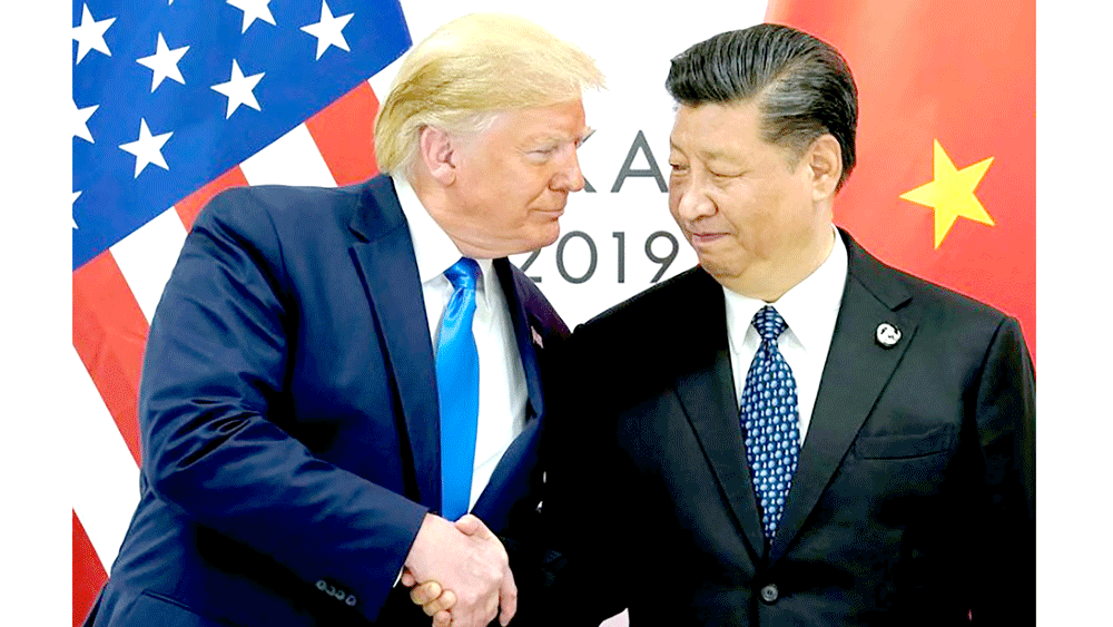 Tổng thống Mỹ Donald Trump và Chủ tịch Trung Quốc Tập Cận Bình trong cuộc gặp bên lề Hội nghị Thượng đỉnh G20 ở Osaka, Nhật Bản tháng 6-2019