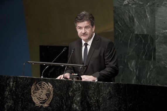圖為斯洛伐克外交部長萊恰克當選第72屆聯大主席。（圖源：聯合國）