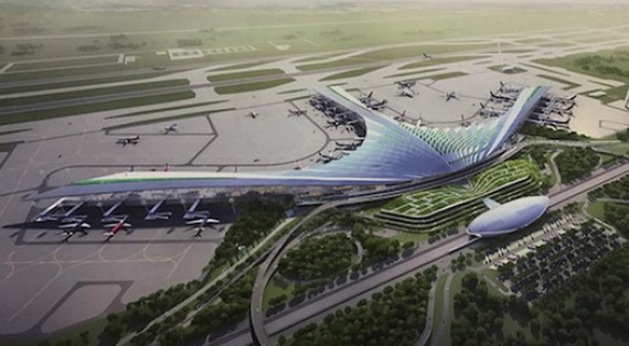 圖為隆城國際機場總體設計模擬空照圖。（圖源：互聯網）