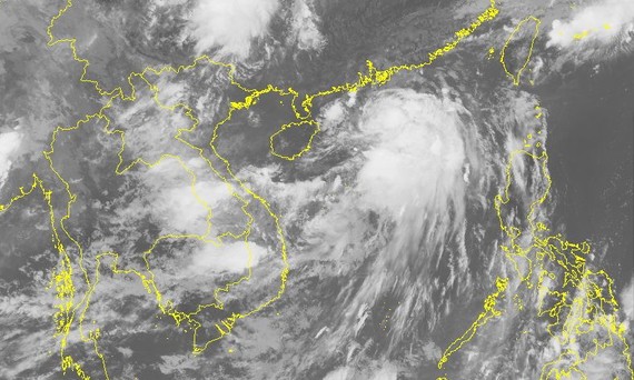 圖為1號颱風雲層的衛星空照圖。（圖源：nchmf.gov.vn）