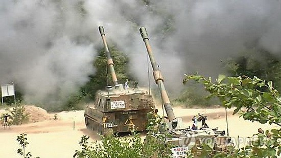 圖為韓軍K-9自行火炮。 （圖片來源：韓聯社）
