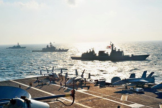 參加軍演的韓美軍艦艇數量達500多艘。（圖源：互聯網）