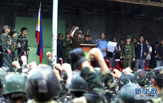 菲律賓總統杜特爾特17日宣佈，菲律賓南部城市馬拉維已經從恐怖分子手中獲得解放。（圖源：新華網）