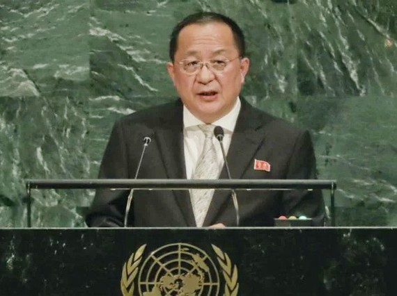 朝鮮外相李勇浩9月29日在聯合國大會一般性辯論上發言時表示，美國應採取增強互信的措施，否則朝方不會首先進行無核化。（圖源：互聯網）
