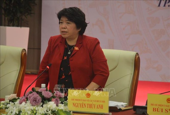 國會各社會問題委員會主任阮翠英（中）在會議上發表講話。（圖源：越通社）
