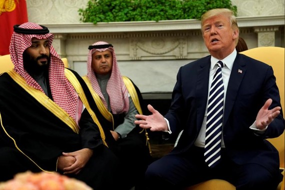 美國總統特朗普與沙特王儲本‧薩勒曼。（圖源：路透社）