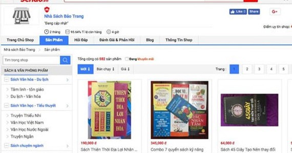 在Sendo平台註冊的寶莊書店承認銷售盜版書籍。