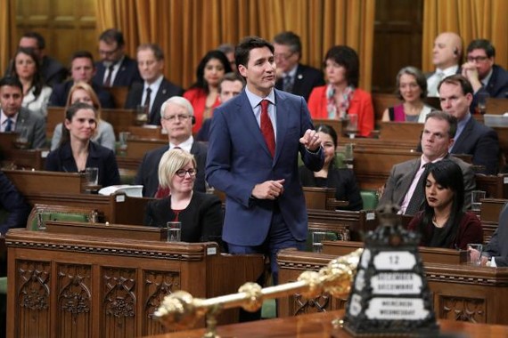 加拿大總理特魯多在國會下議院發表演講。（圖源：路透社）