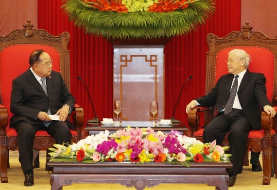 黨中央總書記、國家主席阮富仲接見泰國副總理。（圖源：越通社）