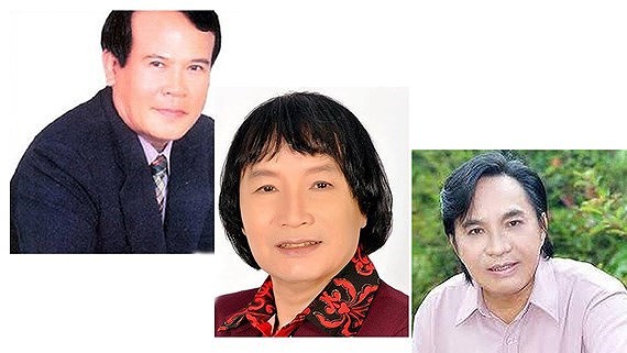 江州（左）、明王（中）及清俊等3位知名改良劇藝人獲建議頒授、追授人民藝人稱號。（圖源：互聯網）