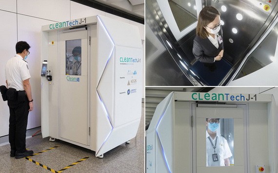 香港機場試行全身智能消毒通道設施。