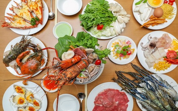 安東Café Central自助餐廳推出的多款海鮮美食。