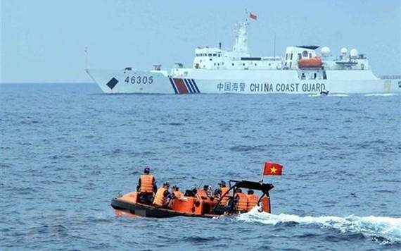 圖為2019年越中海警展開北部灣共同漁區海上聯合巡航檢查。（圖源：越通社）