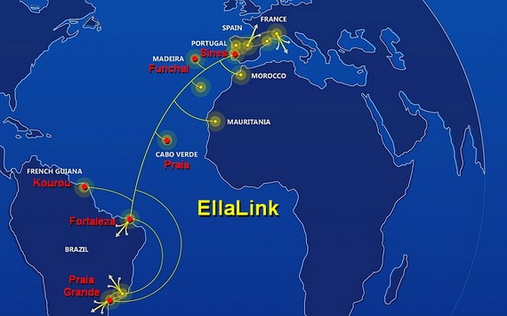 連接歐洲和拉丁美洲的高容量海底光纜項目(EllaLink)1日在葡萄牙西南港口城市錫尼什正式開通運營。（圖源：互聯網）