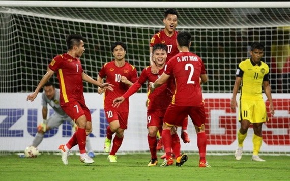 越南球員慶祝進球。（圖：互聯網）