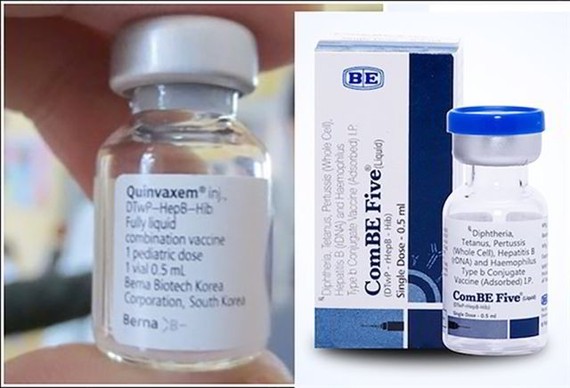 圖為兒童“五合一”疫苗Quinvaxem 和 ComBE Five。（圖：互聯網）