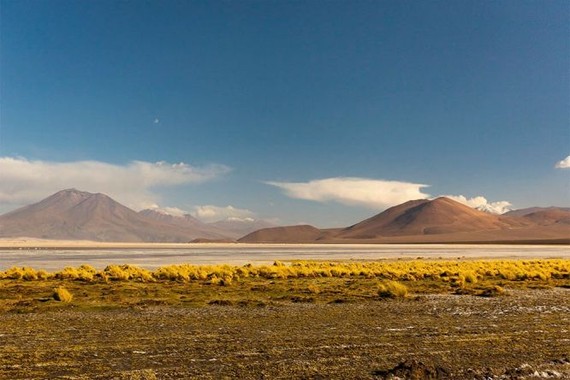 智利阿塔卡馬鹽湖美麗風景。