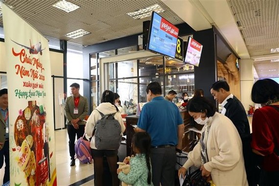游客办理登机手续。