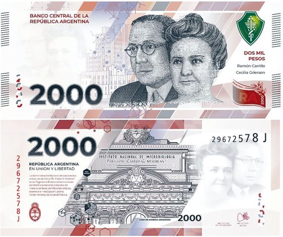 阿根廷中央银行说，将新发行面额2000比索的纸币，以应对通货膨胀高企。（图：互联网）