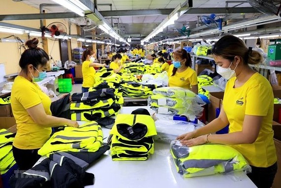 Dony Garment Company Limited 工人在成衣厂工作。（图：越通社）