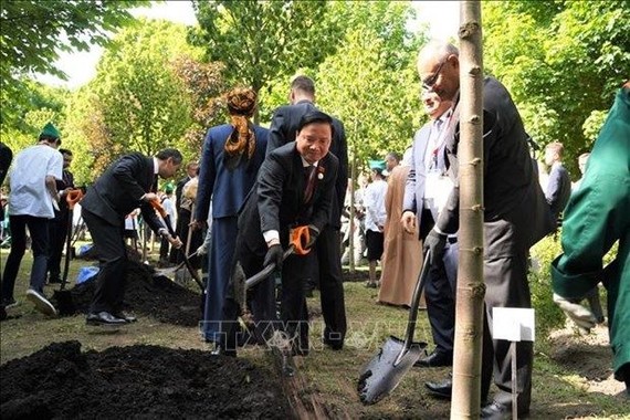 国会副主席阮克定一行出席了在陶里斯园举行的植树活动。（图：越通社）