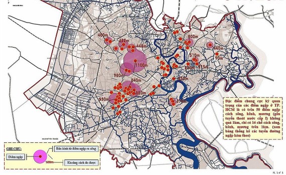 本市各個水淹位置顯示，需要為每個區域建設專用排水系統。
